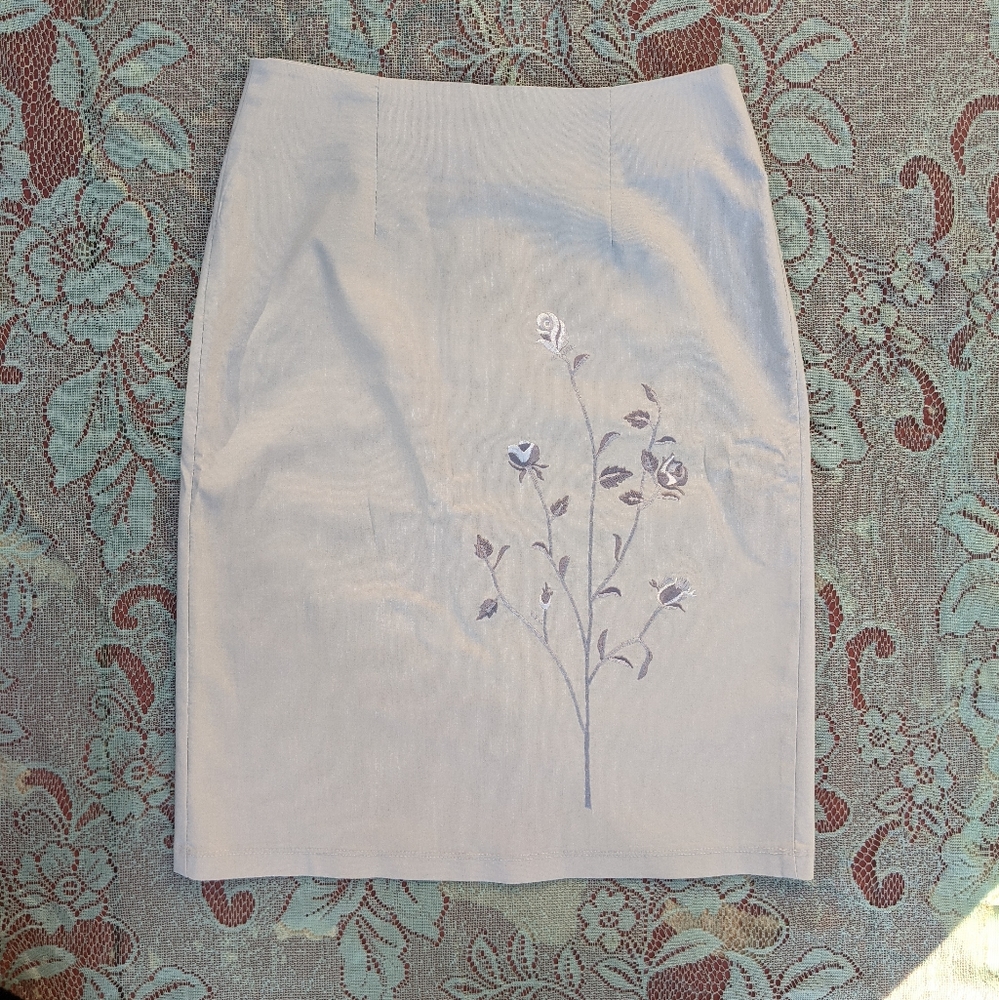 VTG Pastel Floral Embroidered Skirt - Picture 1 of 5